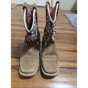 Ariat Youth Leaopard Floral Brown Square Toe Western Cowgirl Boot Size 11